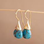 Copper Turquoise Tear Drop Earrings ~ Jewelry ~ 18k Gold Plated ~ Natural ~ Minimalist Everyday ~ Gift for Her ~ Boho ~ Hippie ~ ME