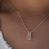 Aqua Chalcedony, Rose Quartz, Moonstone ~ Rectangular ~ Sterling Silver ~ Charm ~ Layered ~ minimalist ~ delicate MP021