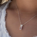 Aqua Chalcedony, Rose Quartz, Moonstone ~ Rectangular ~ Sterling Silver ~ Charm ~ Layered ~ minimalist ~ delicate MP021