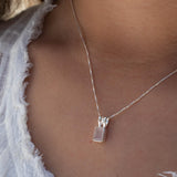 Aqua Chalcedony, Rose Quartz, Moonstone ~ Rectangular ~ Sterling Silver ~ Charm ~ Layered ~ minimalist ~ delicate MP021