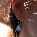 Aqua Chalcedony Earrings~ Sterling Silver 925 ~Dangle Earrings ~Silver Earrings ~Teal Chalcedony ~Tear Drop Gemstone ~ Natural Stone ~ ME009