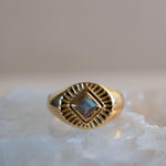 Rainbow Labradorite Ring ~ Rectangular Stone~ Gemstone ~ Natural ~ 18k Gold Plated ~ Jewelry ~ Handmade ~ February Birthstone ~ MR357