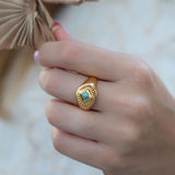 Copper Turquoise Ring ~ Gemstone ~ Natural ~ 18k Gold Plated ~ Jewelry ~ Handmade ~ Boho ~ December Birthstone MR358
