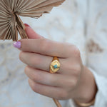 Copper Turquoise Ring ~ Gemstone ~ Natural ~ 18k Gold Plated ~ Jewelry ~ Handmade ~ Boho ~ December Birthstone MR358