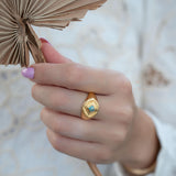 Copper Turquoise Ring ~ Gemstone ~ Natural ~ 18k Gold Plated ~ Jewelry ~ Handmade ~ Boho ~ December Birthstone MR358