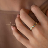 Aqua Chalcedony, Moonstone, Turquoise, Labradorite and Rose quartz Ring ~ genuine Stones ~ 18k Gold Plated~Mix Stones ~ Handmade~Boho ~MR362