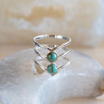 Turquoise Ring~ Triple Band ~Sterling Silver 925 ~ Handmade ~ Gemstone ~ Statement~December Birthstone MR204