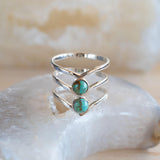 Turquoise Ring~ Triple Band ~Sterling Silver 925 ~ Handmade ~ Gemstone ~ Statement~December Birthstone MR204