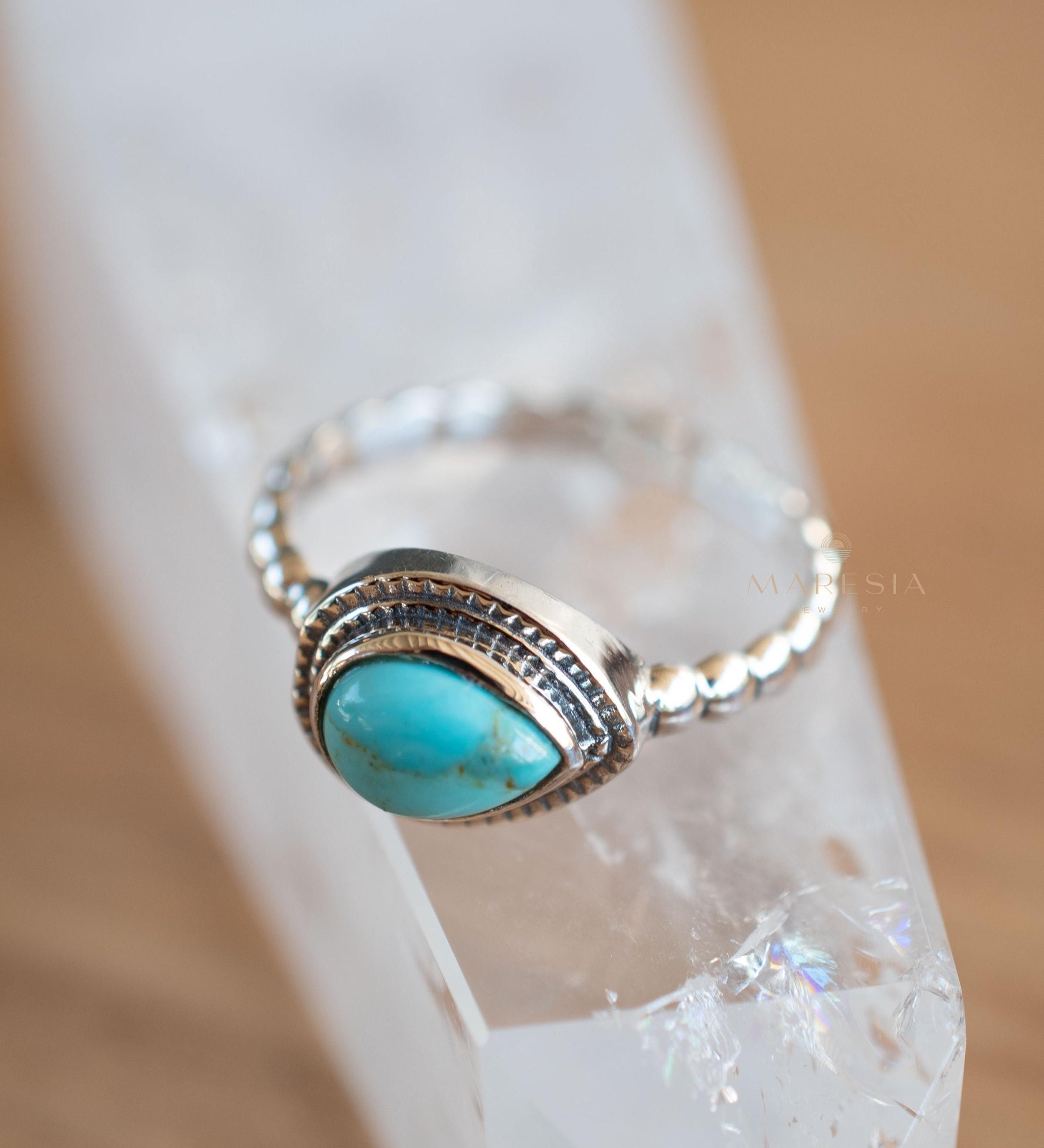 Turquoise Ring ~ Sterling Silver 925 ~ Handmade ~ Everyday ~Delicate ~Gift for her ~Boho ~ Hippie ~Bohemian~MR243