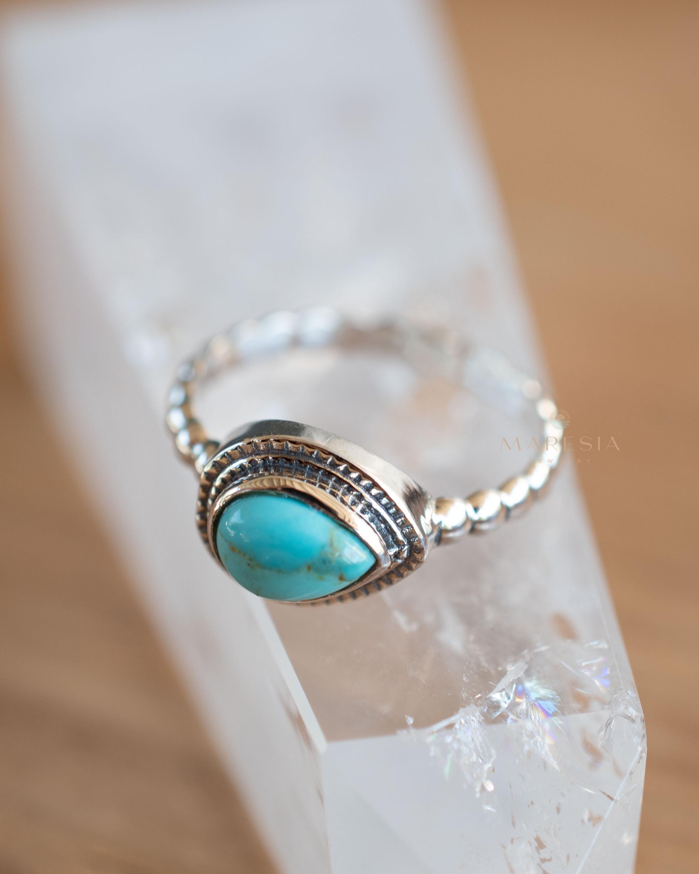 Turquoise Ring ~ Sterling Silver 925 ~ Handmade ~ Everyday ~Delicate ~Gift for her ~Boho ~ Hippie ~Bohemian~MR243