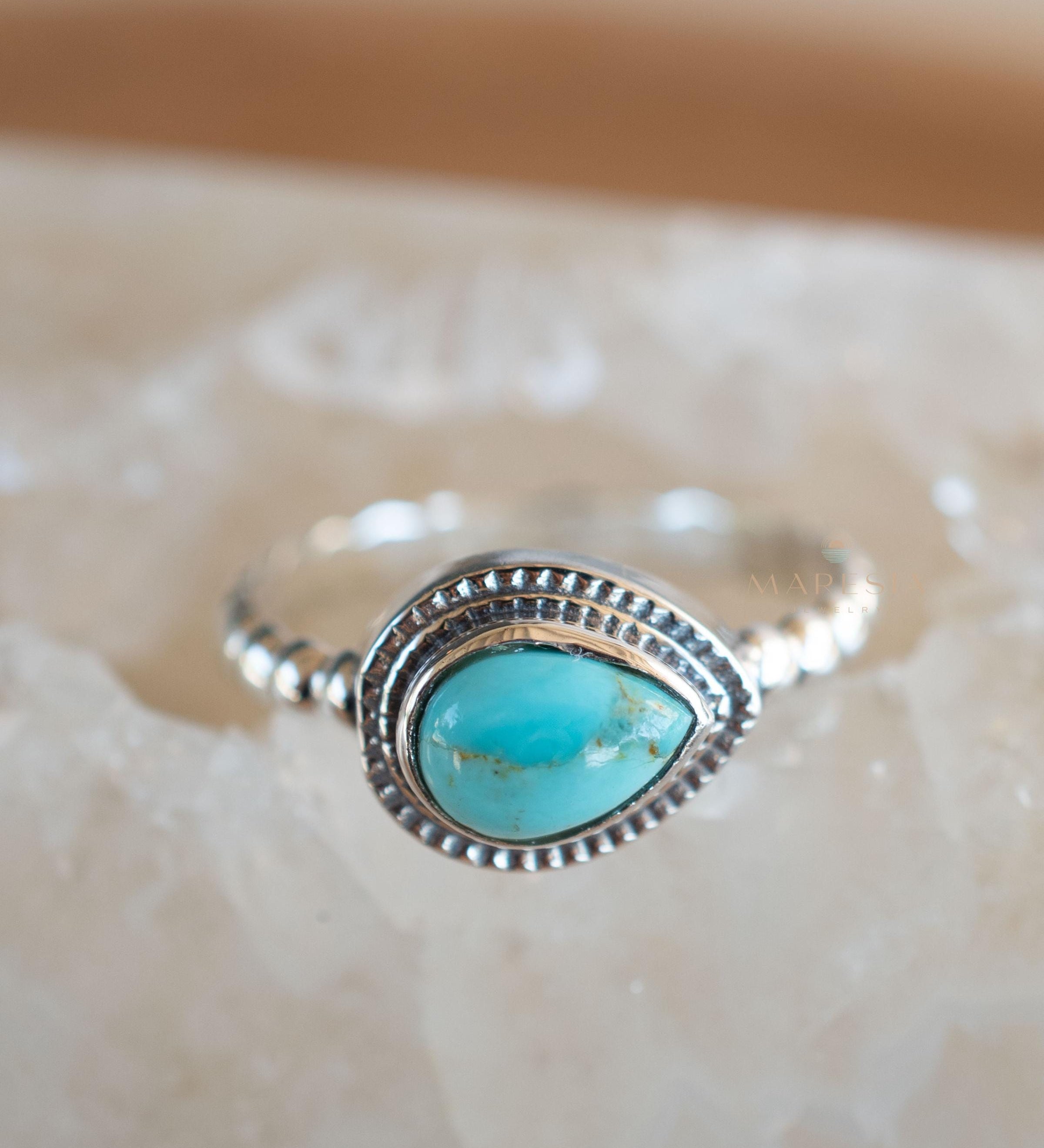 Turquoise Ring ~ Sterling Silver 925 ~ Handmade ~ Everyday ~Delicate ~Gift for her ~Boho ~ Hippie ~Bohemian~MR243