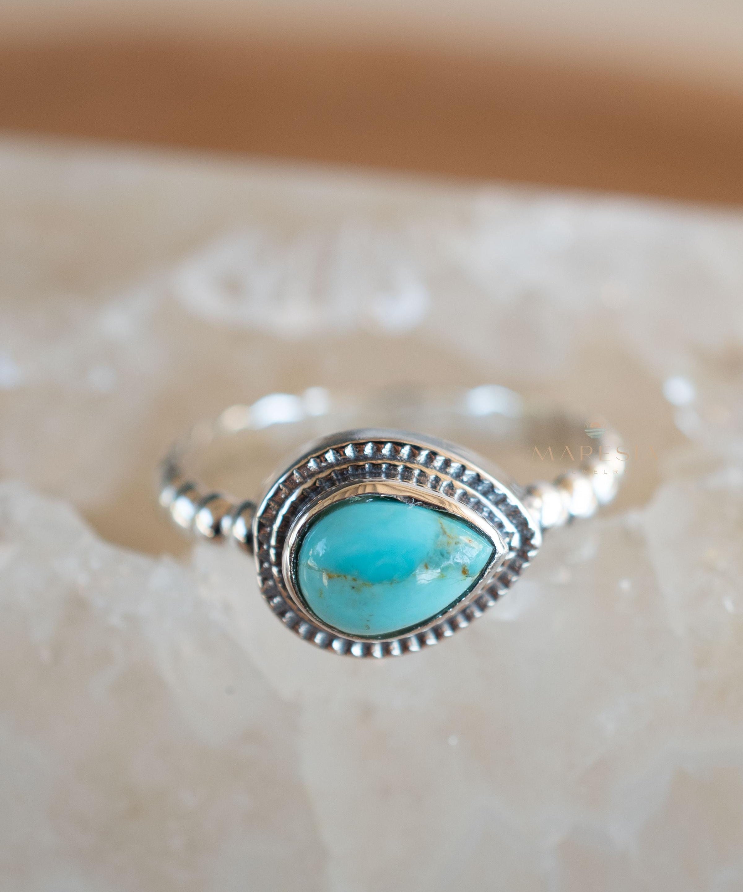 Turquoise Ring ~ Sterling Silver 925 ~ Handmade ~ Everyday ~Delicate ~Gift for her ~Boho ~ Hippie ~Bohemian~MR243