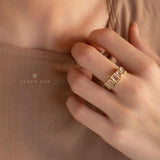Rose Quartz Ring ~ Gemstone ~ Natural ~ 18k Gold Plated ~ Jewelry ~ Handmade~ January Birthstone - MR337