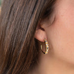 Blue topaz hydro, moonstone and labradorite ~ Hoop Earrings 18k Gold Plated Earrings ~ Gemstone ~ Post ~Boho ~ Handmade~Jewelry ME041