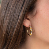 Blue topaz hydro, moonstone and labradorite ~ Hoop Earrings 18k Gold Plated Earrings ~ Gemstone ~ Post ~Boho ~ Handmade~Jewelry ME041