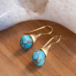Copper Turquoise Tear Drop Earrings ~ Jewelry ~ 18k Gold Plated ~ Natural ~ Minimalist Everyday ~ Gift for Her ~ Boho ~ Hippie ~ ME
