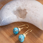Copper Turquoise Tear Drop Earrings ~ Jewelry ~ 18k Gold Plated ~ Natural ~ Minimalist Everyday ~ Gift for Her ~ Boho ~ Hippie ~ ME