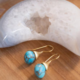 Copper Turquoise Tear Drop Earrings ~ Jewelry ~ 18k Gold Plated ~ Natural ~ Minimalist Everyday ~ Gift for Her ~ Boho ~ Hippie ~ ME