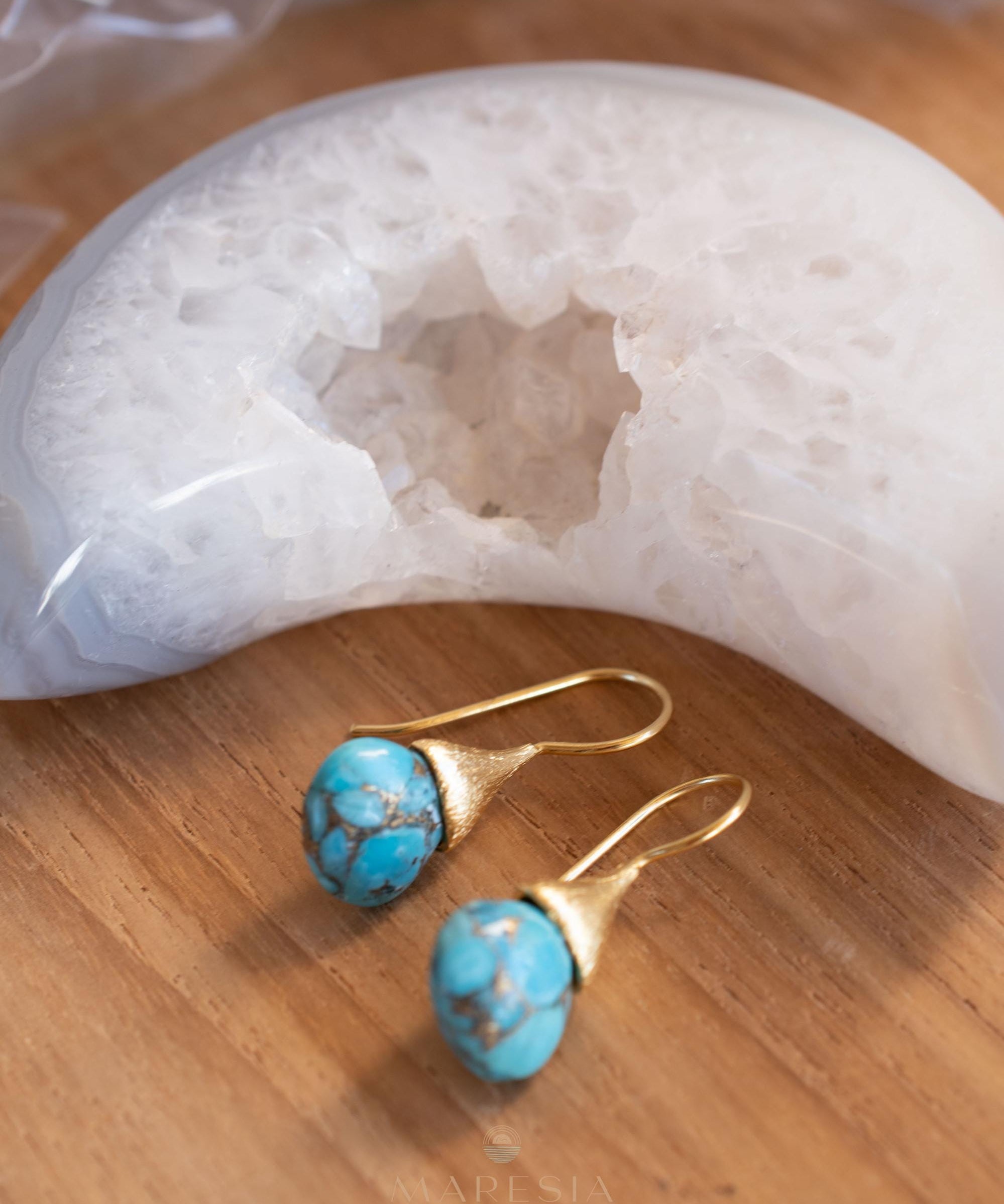 Copper Turquoise Tear Drop Earrings ~ Jewelry ~ 18k Gold Plated ~ Natural ~ Minimalist Everyday ~ Gift for Her ~ Boho ~ Hippie ~ ME