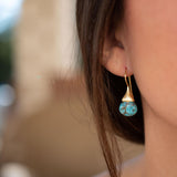 Copper Turquoise Tear Drop Earrings ~ Jewelry ~ 18k Gold Plated ~ Natural ~ Minimalist Everyday ~ Gift for Her ~ Boho ~ Hippie ~ ME