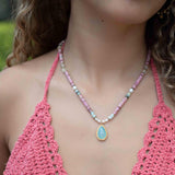 Mixed Gemstones bead necklace with moonstone pendant ~ Gold Plated or Sterling Silver ~ Pearl ~ Rutilated quartz ~ minimalist MN162