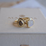 Moonstone & Labradorite Ring ~ Natural Stone ~ 18k Gold Plated ~ Stackable ~ Jewelry ~ Handmade ~ Boho ~ MR365