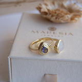 Moonstone & Labradorite Ring ~ Natural Stone ~ 18k Gold Plated ~ Stackable ~ Jewelry ~ Handmade ~ Boho ~ MR365