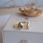 Moonstone & Labradorite Ring ~ Natural Stone ~ 18k Gold Plated ~ Stackable ~ Jewelry ~ Handmade ~ Boho ~ MR365