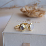 Moonstone & Labradorite Ring ~ Natural Stone ~ 18k Gold Plated ~ Stackable ~ Jewelry ~ Handmade ~ Boho ~ MR365