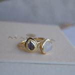 Moonstone & Labradorite Ring ~ Natural Stone ~ 18k Gold Plated ~ Stackable ~ Jewelry ~ Handmade ~ Boho ~ MR365