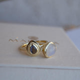Moonstone & Labradorite Ring ~ Natural Stone ~ 18k Gold Plated ~ Stackable ~ Jewelry ~ Handmade ~ Boho ~ MR365