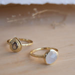Moonstone & Labradorite Ring ~ Natural Stone ~ 18k Gold Plated ~ Stackable ~ Jewelry ~ Handmade ~ Boho ~ MR365