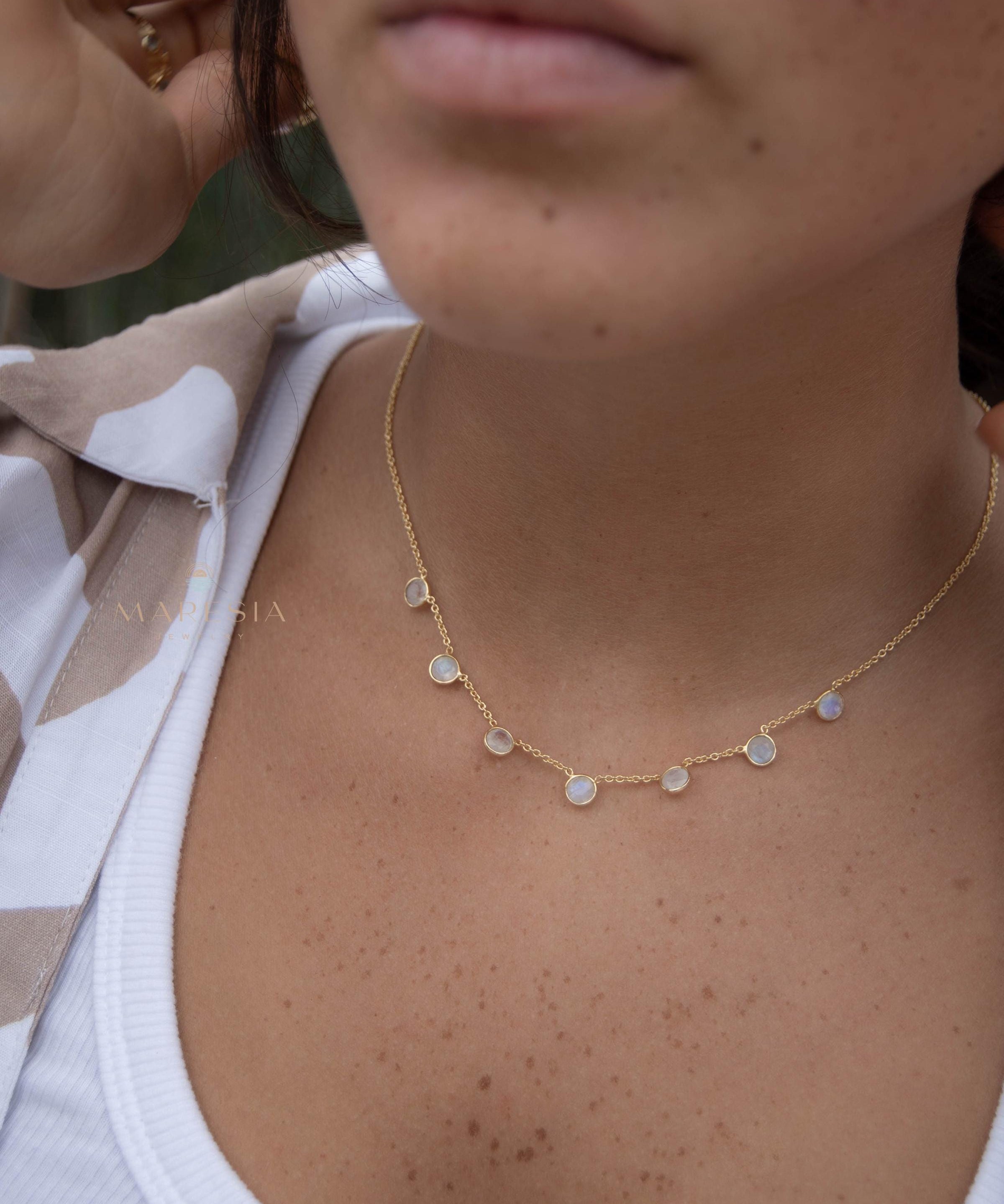 Moonstone Necklace ~ Gold Plated 18k ~ Jewelry ~ Gift For Her ~ Minimalist~ Handmade~ Thin Chain~ Delicate ~Layered ~ MN200