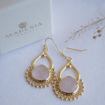 Rose Quartz 18k Gold Plated Earrings ~ Gemstone ~ Dangle Earrings ~ Handmade ~ Jewelry ~ Gift for her ~ ME187