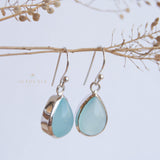 Aqua Chalcedony Earrings~ Sterling Silver 925 ~Dangle Earrings ~Silver Earrings ~Teal Chalcedony ~Tear Drop Gemstone ~ Natural Stone ~ ME007