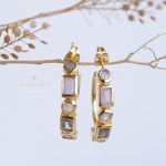 Moonstone, Labradorite & Rose Quartz ~ Hoop Earrings 18k Gold Plated Earrings ~ Gemstone ~ Post ~Boho ~ Handmade~Jewelry ME042