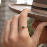 Green Tourmaline Hydro Ring ~ Rectangular Stone ~ 18k Gold Plated ~ Jewelry ~ Handmade ~ Boho ~ MR364
