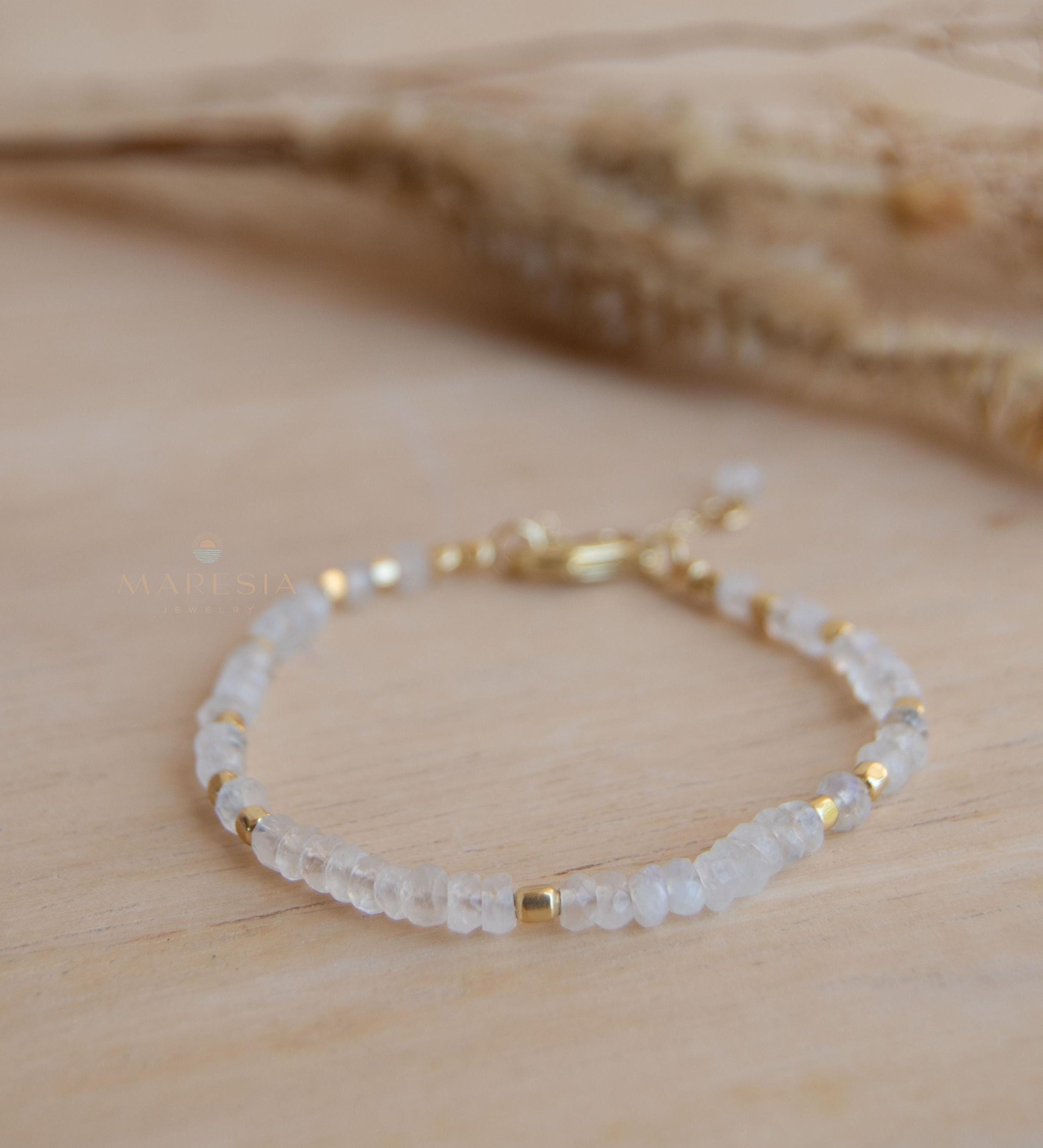 Moonstone Bracelet ~ Gold Plated 18k ~ Handmade ~ Hippie ~Bohemian ~Jewelry ~Stackable MB065