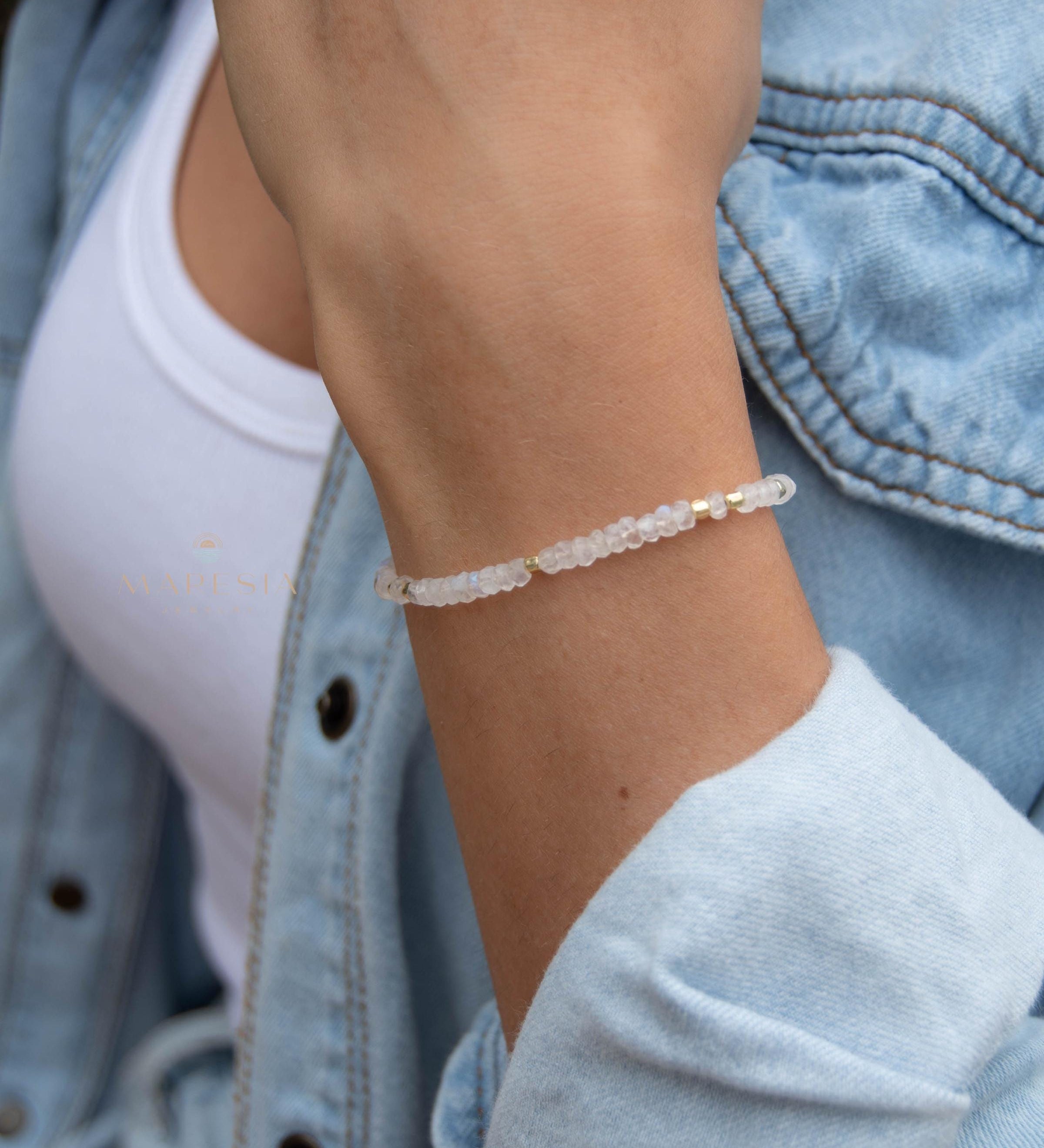 Moonstone Bracelet ~ Gold Plated 18k ~ Handmade ~ Hippie ~Bohemian ~Jewelry ~Stackable MB065