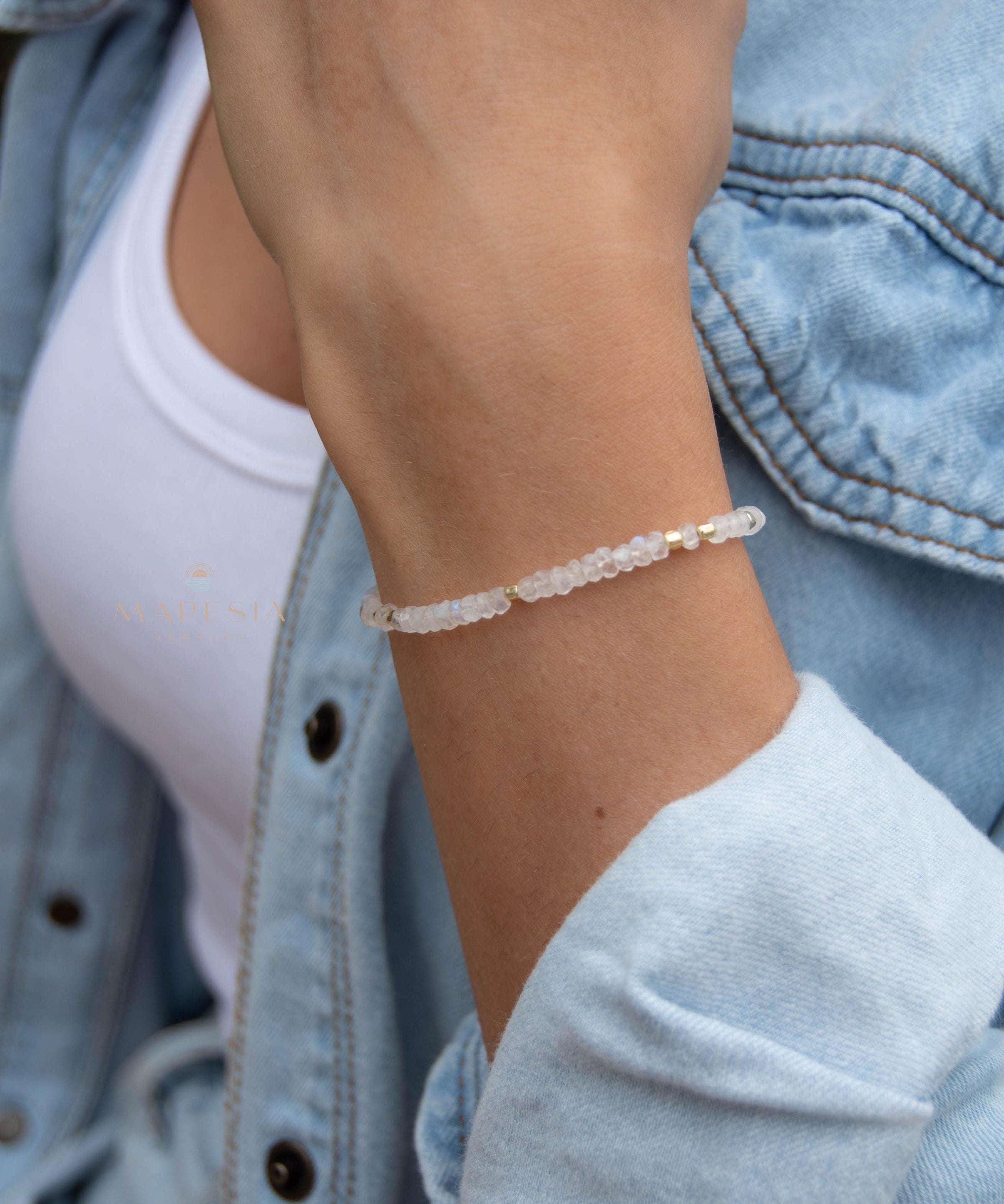 Moonstone Bracelet ~ Gold Plated 18k ~ Handmade ~ Hippie ~Bohemian ~Jewelry ~Stackable MB065