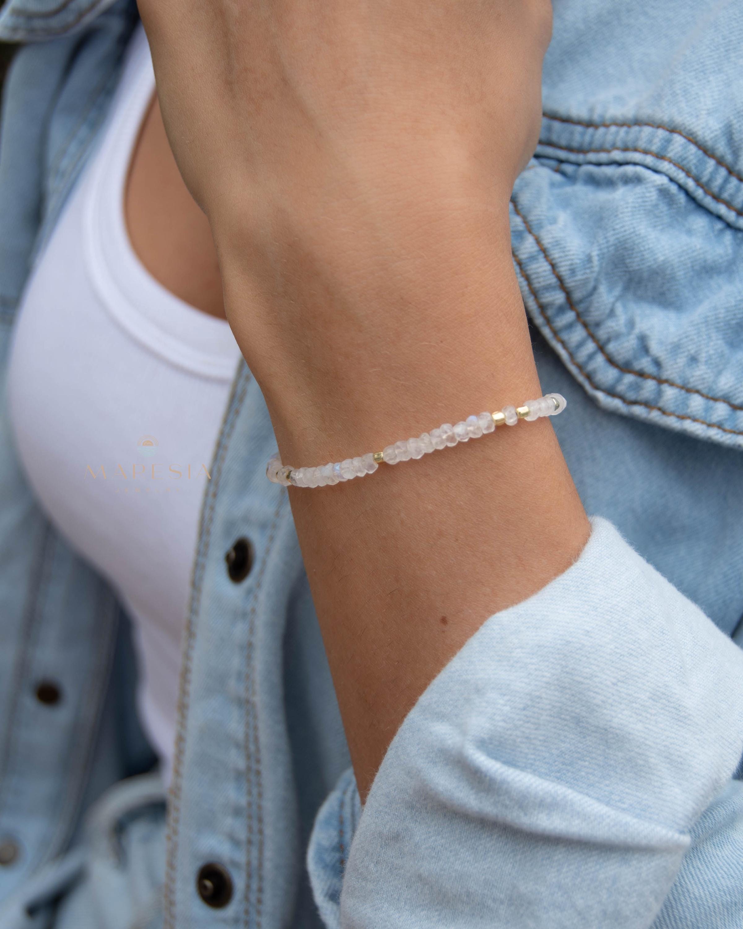 Moonstone Bracelet ~ Gold Plated 18k ~ Handmade ~ Hippie ~Bohemian ~Jewelry ~Stackable MB065