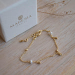 Fresh Water Pearl Bracelet ~ Gold Plated 18k ~ Handmade ~ Hippie ~Bohemian ~Jewelry ~Stackable MB070