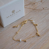 Fresh Water Pearl Bracelet ~ Gold Plated 18k ~ Handmade ~ Hippie ~Bohemian ~Jewelry ~Stackable MB070