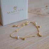 Fresh Water Pearl Bracelet ~ Gold Plated 18k ~ Handmade ~ Hippie ~Bohemian ~Jewelry ~Stackable MB070