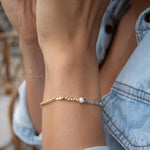 Labradorite & Fresh Water Pearl Bracelet ~ Gold Plated 18k ~ Handmade ~ Hippie ~Bohemian ~Jewelry ~Stackable MB072