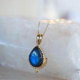Moonstone, Labradorite, Larimar or Turquoise Pendant ~ Gold Plated over Sterling Silver ~ Necklace ~ minimalist ~ Delicate ~Everyday ~MN172A