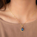 Moonstone, Labradorite, Larimar or Turquoise Pendant ~ Gold Plated over Sterling Silver ~ Necklace ~ minimalist ~ Delicate ~Everyday ~MN172A