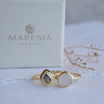 Moonstone & Labradorite Ring ~ Natural Stone ~ 18k Gold Plated ~ Stackable ~ Jewelry ~ Handmade ~ Boho ~ MR365
