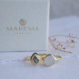 Moonstone & Labradorite Ring ~ Natural Stone ~ 18k Gold Plated ~ Stackable ~ Jewelry ~ Handmade ~ Boho ~ MR365
