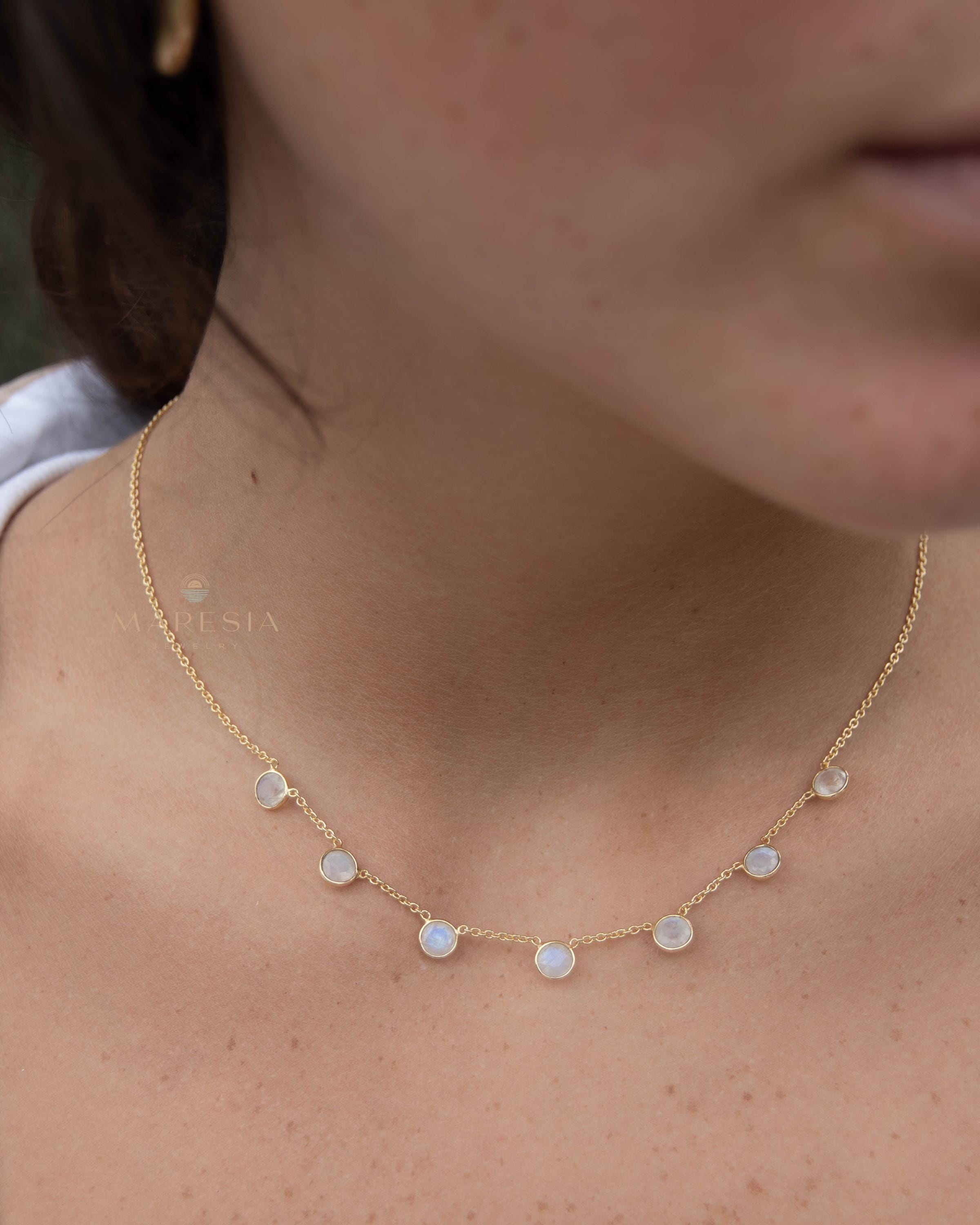 Moonstone Necklace ~ Gold Plated 18k ~ Jewelry ~ Gift For Her ~ Minimalist~ Handmade~ Thin Chain~ Delicate ~Layered ~ MN200